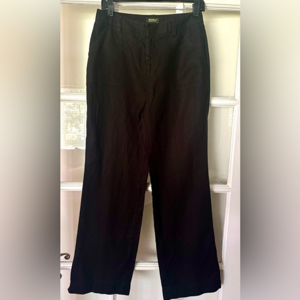 Eddie Bauer Linen Women's Black Wide Leg Pants Size 6